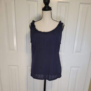 Ellen Tracy Navy Blue Silk Top. Medium